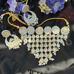 Kundan pearl necklace set with jhumka (Aayat Collection)